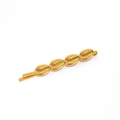 Elegant gold metal hair clip with four coffee bean shaped oval decorative elements - F730I-Gold Shell Bobby Pin