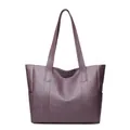 Bolso tote morado de cuero sintético para mujer con gran capacidad y bolsillo lateral - Morado