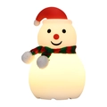 Glow snowman night light with red hat and scarf, portable silicone music speaker lamp - Warm Light (3 Brightness Levels)