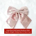 Pink sequin Christmas bow decoration large size 31x34cm for tree hanging ornament - Large Sequin Pearl Pink Bow