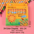 Vibrant 24-color kids crayons set in sunflower packaging for children drawing - Yellow Box 24 Colors