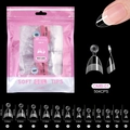 Detailed size chart for 504pcs French almond soft gel nail tips in various dimensions - French Almond Style (OMB-01)