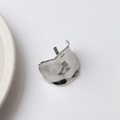 Irregular silver liquid metal ear cuff with textured molten lava finish for women - Main Style Silver