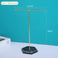 Soporte de joyería en T dorado con base de mármol negro, 18,5 cm ancho y 26 cm alto - Dorado + Base Negra