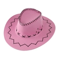 Sombrero de vaquero rosa para hombre y mujer con costuras decorativas negras - Niños 54CM / Rosa