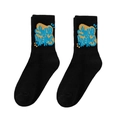 Black crew sports socks featuring blue and yellow YOUR DREAMS graffiti jacquard design - One Size (Plus Size) / YOUR DREAMS Graffiti / Black No.17