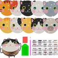 DIY cat-shaped diamond painting coaster set with 10 colorful feline designs and tools - Various Colors Cat Face Style (BD997)