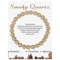Smoky Quartz beaded bracelet with 8mm natural stones on a Root Chakra display card - Smoky Quartz