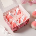Pink and white gradient strawberry shaped candles in a cute floral gift box set - Pink 4pcs Gift Box