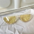 Chic semi-rimless sunglasses with transparent frames and vibrant yellow lenses - Half-frame Transparent Yellow