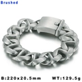 Pulsera de hombre de acero inoxidable cepillado, cadena cubana gruesa con cierre de caja - Color Acero Arenado (KB29986-D)