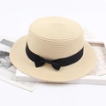 Chapeau canotier en paille beige classique avec ruban noir pour protection solaire - Poche zippée