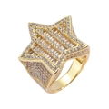 Hip-Hop-Sternring in Gold-Optik mit Zirkonia-Mikropavé für einen funkelnden Look - US 12 / Gold