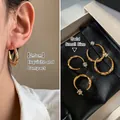 Golden 2.5cm twisted C-shape hoop earrings with sparkling zircon inlay for women - Silver Earring Post - Gold Small (Real Gold Plated)