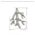 Macro view of stainless steel coral branch pendant showing 27mm x 20mm dimensions - Coral Shape-YE790-1 / Silver