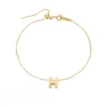 14k gold plated stainless steel initial H anklet for women with adjustable chain - Letter H / Gold
