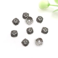 Set of 8 vintage silver flower bead caps for DIY jewelry making with embossed patterns - Cherry Blossom Bead Cap 8x8mm - Antique Silver
