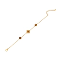 Bracciale dorato stile Maillard con pietre occhio di tigre e charm a forma di sole fine - 2# Braccialetto