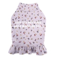 Purple floral pet dress for small dogs with high collar and Love is a Wet Nose print - S / Light Purple
