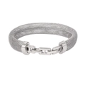 Detail view of silver mesh chain bracelet with an H-shaped buckle clasp on white background - YS787 12mm Steel Color Bracelet
