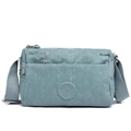 Light blue multi-pocket nylon crossbody bag for women with circular logo detail - Dayflower Blue