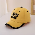 Detail of yellow cotton baseball cap featuring Stay Cool embroidery and black contrast piping - 48-52cm (2-6 Years) / Yellow