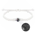 Hand-woven projection bracelet with I Love You in 100 languages stone in white color - White Projection Bracelet - In Stock