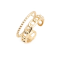 Detail eines goldenen zweischichtigen Rings mit gedrehtem Seil- und Kettenlink-Muster - Doppellagiger Twist-Ketten-Stil (CR0085)