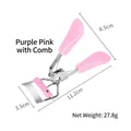 Rizador de pestañas rosa púrpura con peine integrado y mango antideslizante ergonómico - Rosa Púrpura