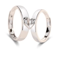 Matching S925 silver couples rings with adjustable bands forming a heart shape - Male Style / Adjustable Open