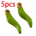 Set of 5 grass green chili pepper pendants with gold hooks for DIY jewelry making - 5 Pieces/Pack (1.5cm) / Gold-Green