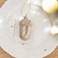 Decorazione natalizia a pigna color oro champagne con glitter e cordino dorato per albero - Ghianda