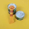 Cat paw silicone pet spoon for canned food in yellow and brown stripe pattern - Orange Cat Yellow