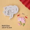 DIY silicone mold for lotus and koi fish cake toppers, craft mold for Chinese style decor - Silicone Mold Lotus