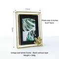Golden 3D metal ginkgo leaf photo frame 17x22cm for 6 inch pictures stylish modern decor - Ginkgo Leaf Frame-Black Vertical 6-inch