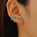Three-piece gold plated earring set featuring sky blue flower studs with zircon accents - Set of 3 (1896) / KC Gold