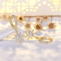 Sparkling gold star pendant hoop earrings in S925 silver with cubic zirconia - Snowflake (NN382)