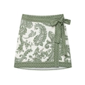 Women's paisley print mini skirt in cream and green with side tie-waist detail - XS / Mini Skirt