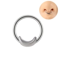 Polished silver stainless steel septum ring with moon-shaped accent in circular design - 1.2x10mm / Moon