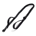 Tactical nylon dog leash with dual handles and elastic bungee for outdoor training black color - Black Leash