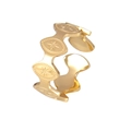 Vintage gold adjustable ring with engraved starburst oval plates in hip-hop style - Oval Starburst-Gold
