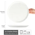 11.2 inch white ceramic steak plate with speckled finish and microwave safe design - Zhimi - White Large Plate 11.2 Inch (Minor Flaws)