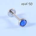 Surgical stainless steel labret stud featuring a vibrant blue round opal inlay - Steel Blue Opal OP50