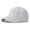Gorra de béisbol de encaje blanco transpirable con elegante bordado de trébol de flores - Ajustable / Encaje Corazón Blanco