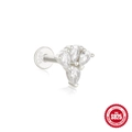 S925 sterling silver flat back stud earring with drop-shaped zircon cluster accents - Silver-tone #10 (Teardrop Cluster)