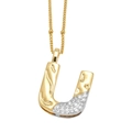 Collier pendentif lettre U bicolore avec zircons brillants et chaîne plaquée or - Lettre U