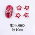 Vue détaillée des bijoux d'ongles étoiles en strass rouges avec dimensions 9x10mm - Style Étoile (AH60)