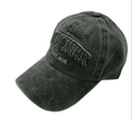 Distressed dark gray washed cotton baseball cap with New York 1625 embroidery - Army Green