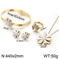 Madeliefje sieradenset in goud en zilver met ketting, armband, ring en oorknopjes - Goud en Zilver (KS140170-BLX)