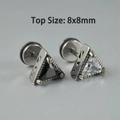 Triangle zircon stud earrings in black and clear colors with 8x8mm metal base - NO 7 / Black Zirconia
